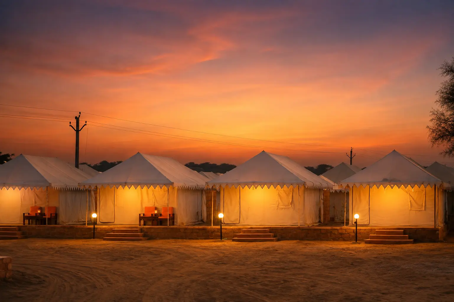 Panoramic view of the Thar Desert near Jaisalmer