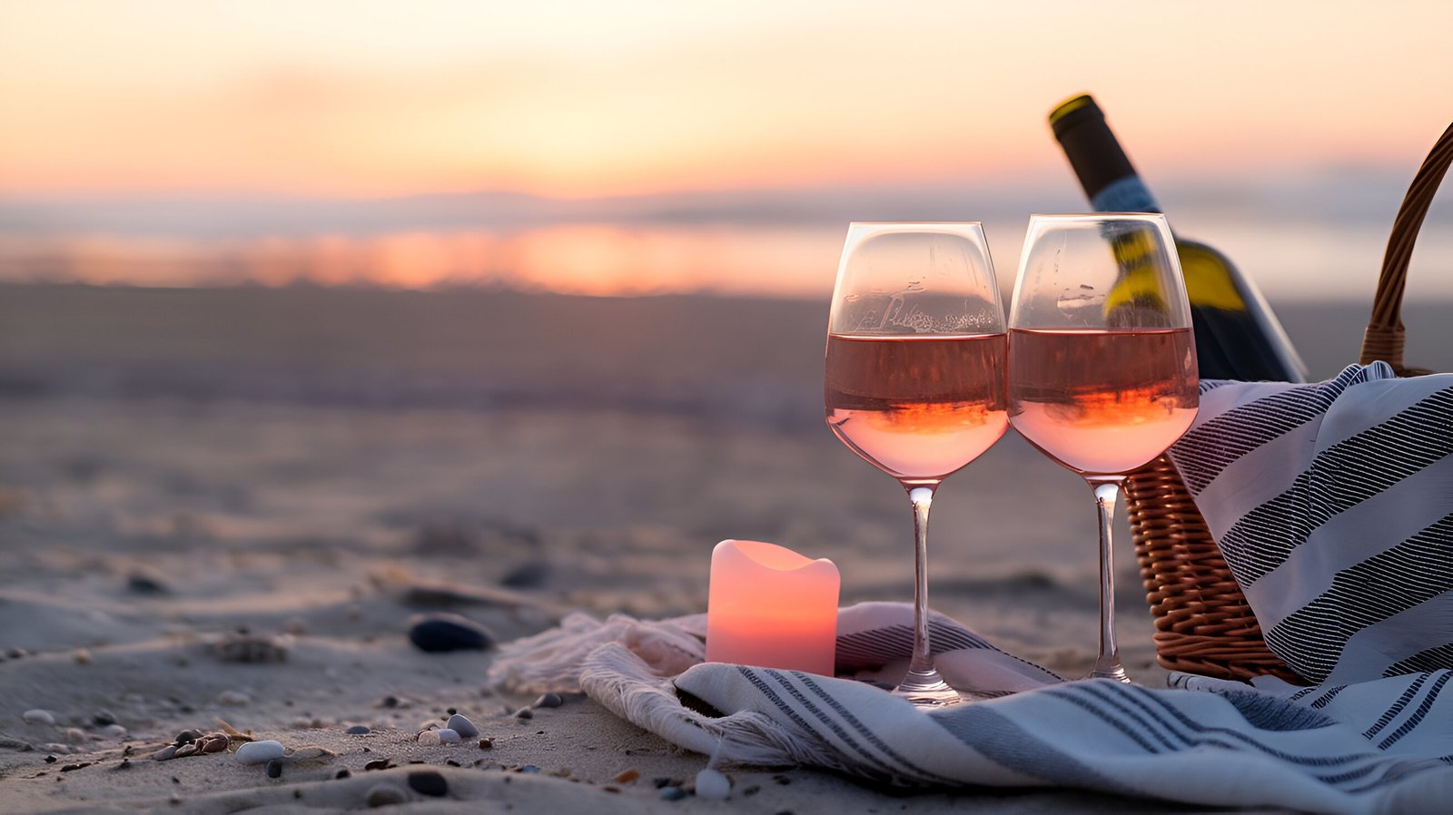 Candle lit dinner table set on the Sam Sand Dunes at dusk