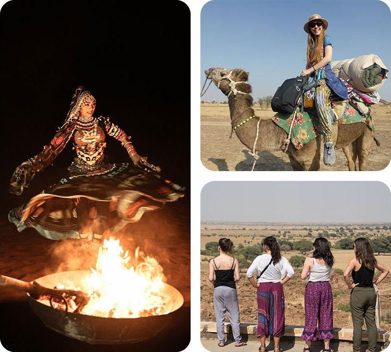 Rajasthani folk dancers performing at camp