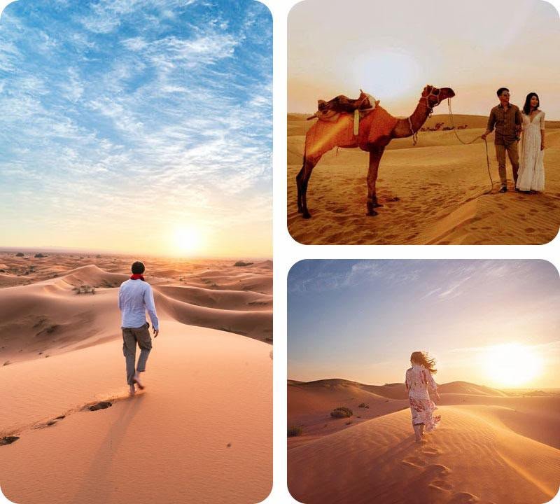 Camel ride at sunset near Jaisalmer