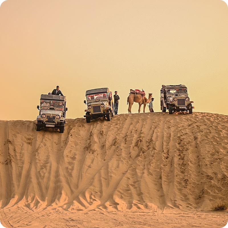 Jeep safari across the sand dunes