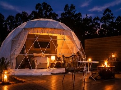 Luxury dome at night