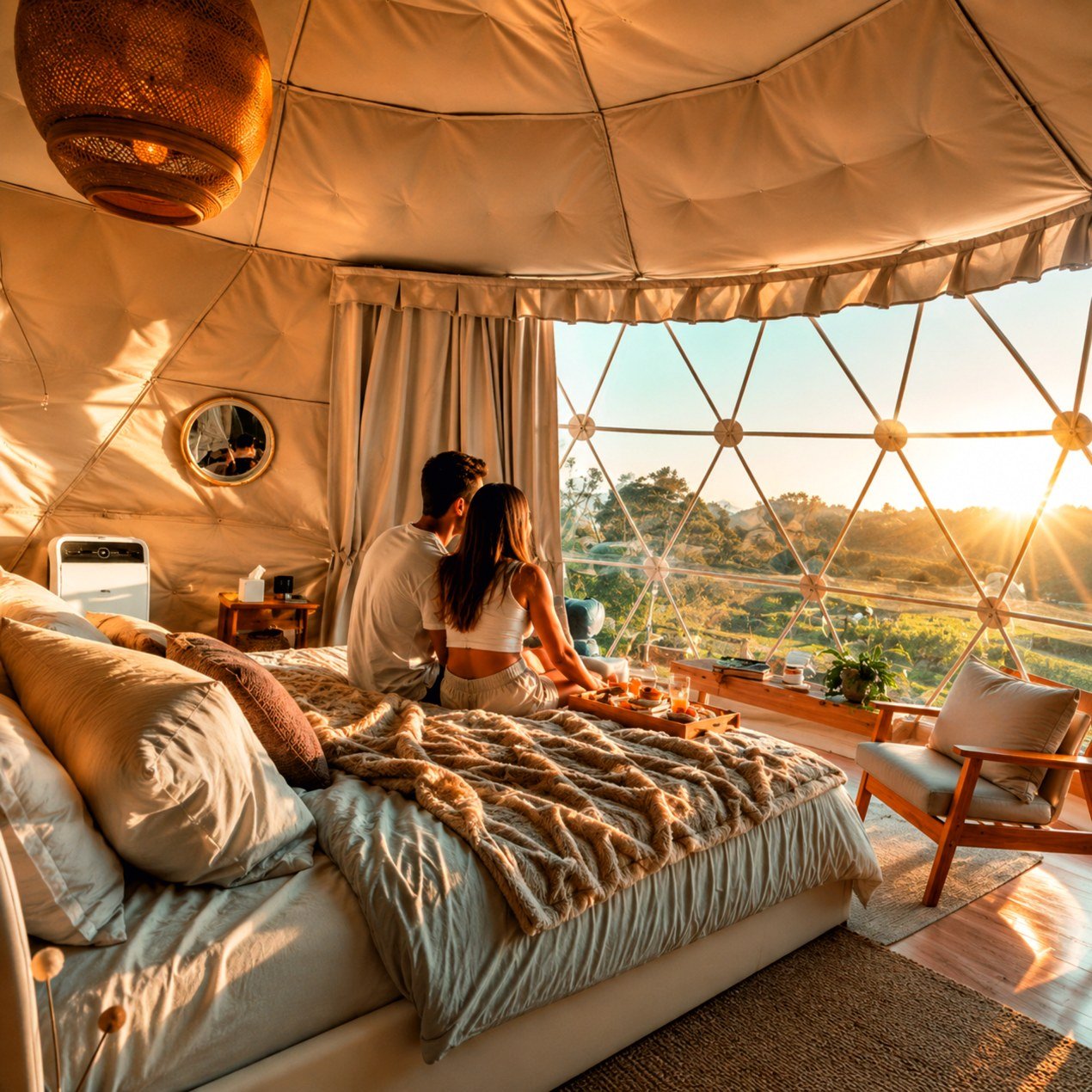 Interior of a luxury geodesic dome